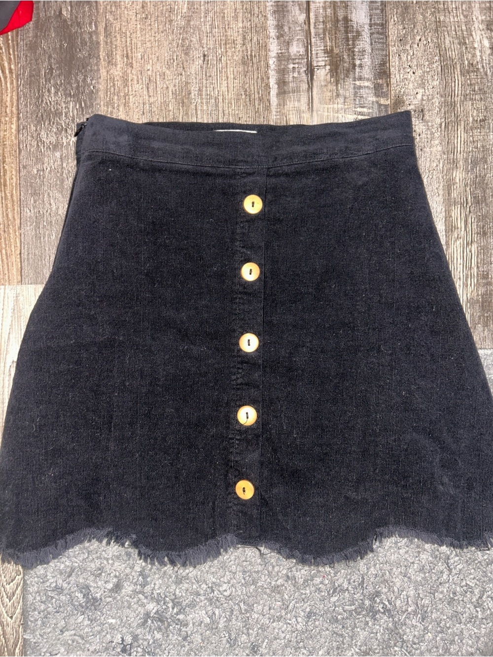 Love Black Mini Skirt with Contrast Buttons